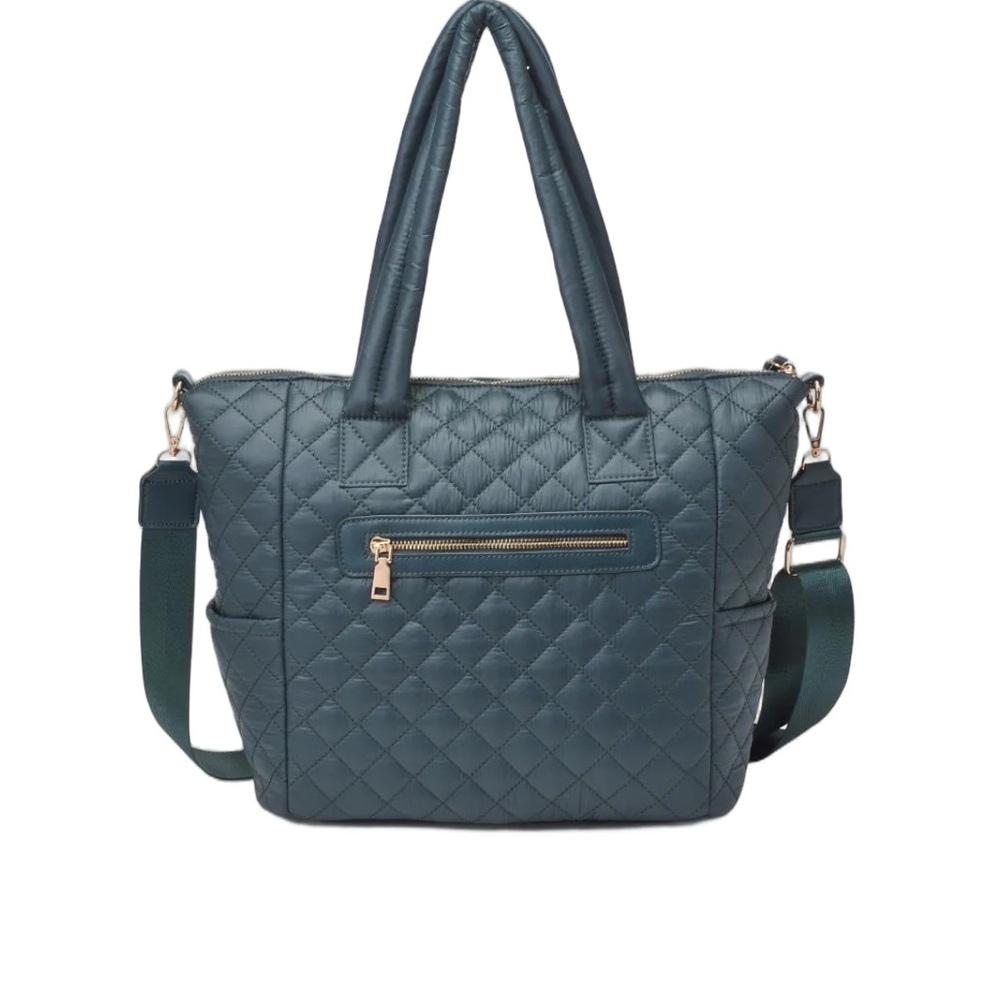Falls Creek Quilted Nylon Bag Hunter Green -NWT- Sz 6”D x 12”Tx 15”W- Strap 9.5” - Picture 4 of 13